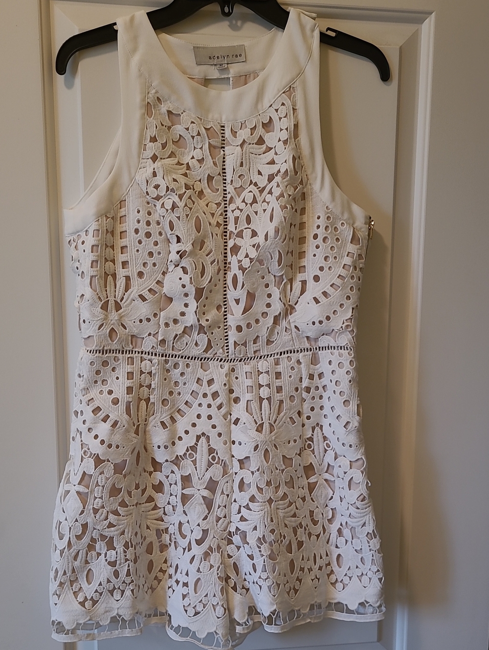 Adelyn Rae White Floral Eyelet Mini Dress